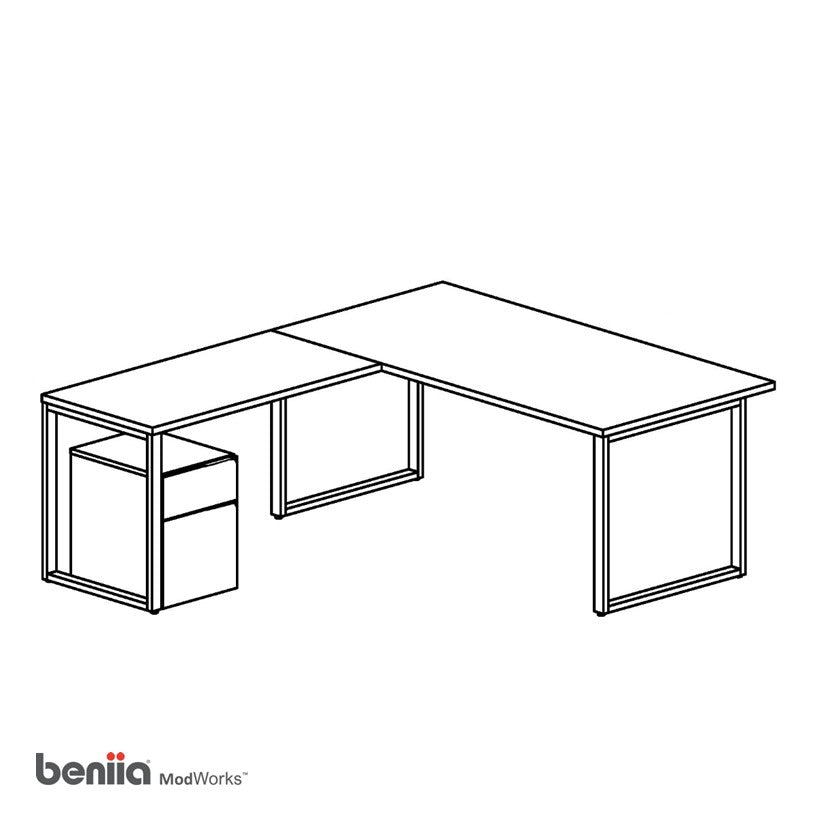 ModWorks L-Shape Desk w BF Mobile Pedestal - Beniia Wholesale
