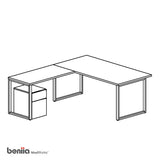 ModWorks L-Shape Desk w BF Mobile Pedestal - Beniia Wholesale