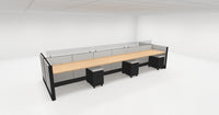 SQL workstations.  6-Pack of 36x72 workstations.  54" high with mobile pedestal storage - Beniia Wholesale