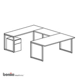 ModWorks U-Shape desk w BF Mobile Pedestal - Beniia Wholesale